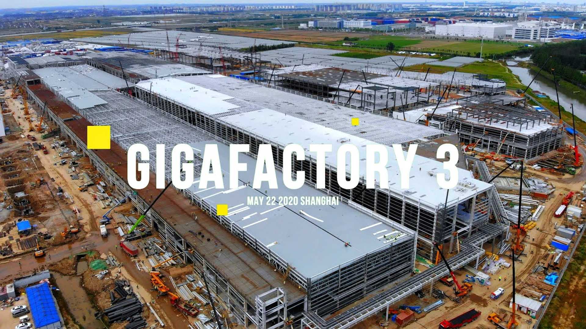 Тесла Гига Шанхай Строительство прогресс 22 мая 2020 года: видео