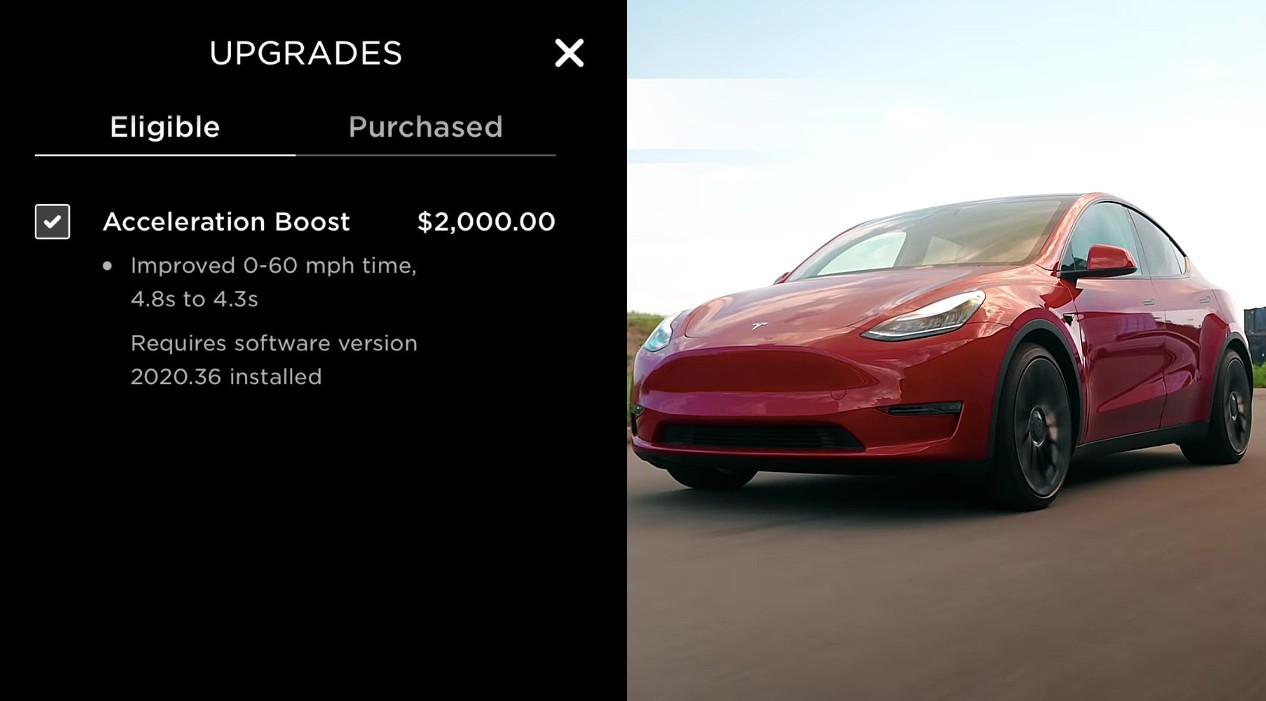 Tesla Model Y Dual Motor AWD получит платное повышение ускорения