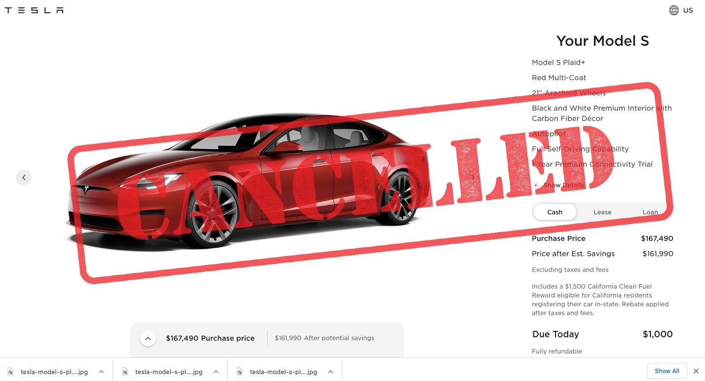 Tesla Model S Plaid + отменена, Маск говорит, что в этом нет необходимости