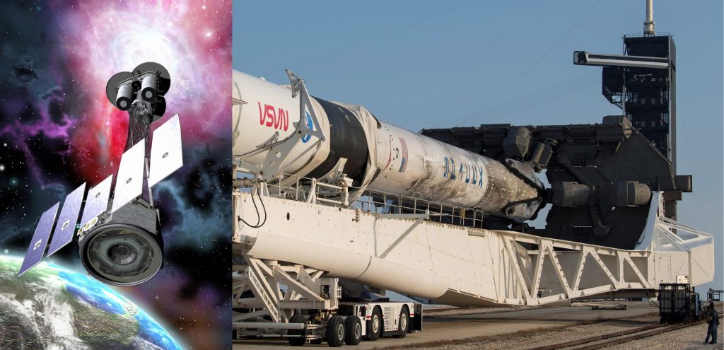 Ракета SpaceX Falcon 9 выкатывается на стартовую площадку с рентгеновским телескопом НАСА