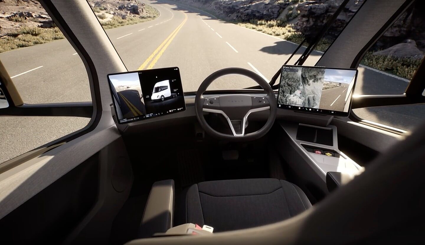 Серийный интерьер Tesla Semi дразнили крутыми деталями