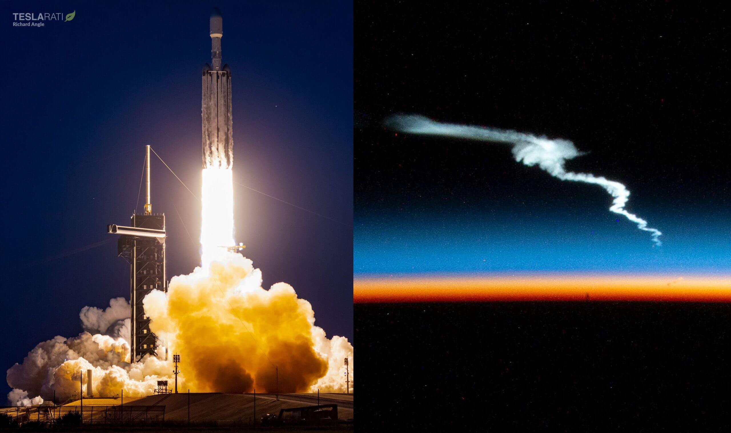 从罕见的角度捕捉到 SpaceX 最新的猎鹰重型发射