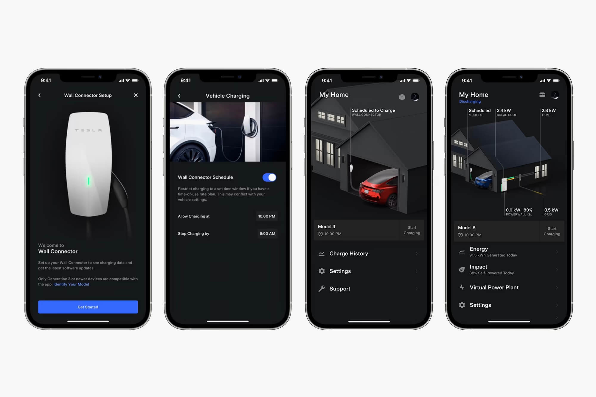 Tesla демонстрирует элементы управления мобильного приложения Wall Connector