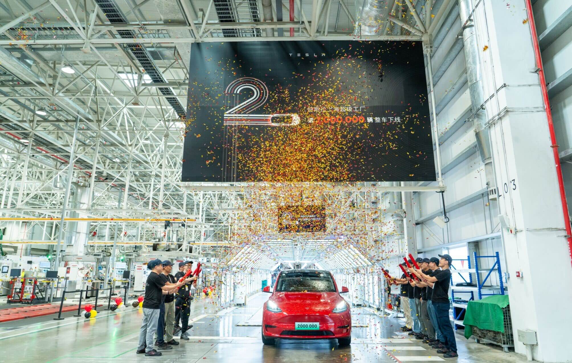Tesla China viert de productie van 2 miljoen voertuigen in Giga Shanghai