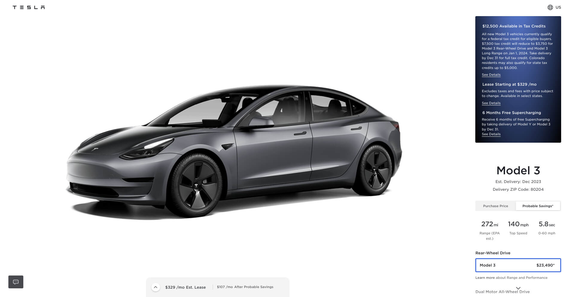 Налоговые льготы для Tesla Model 3 RWD и Long Range сокращены на 2024 год
