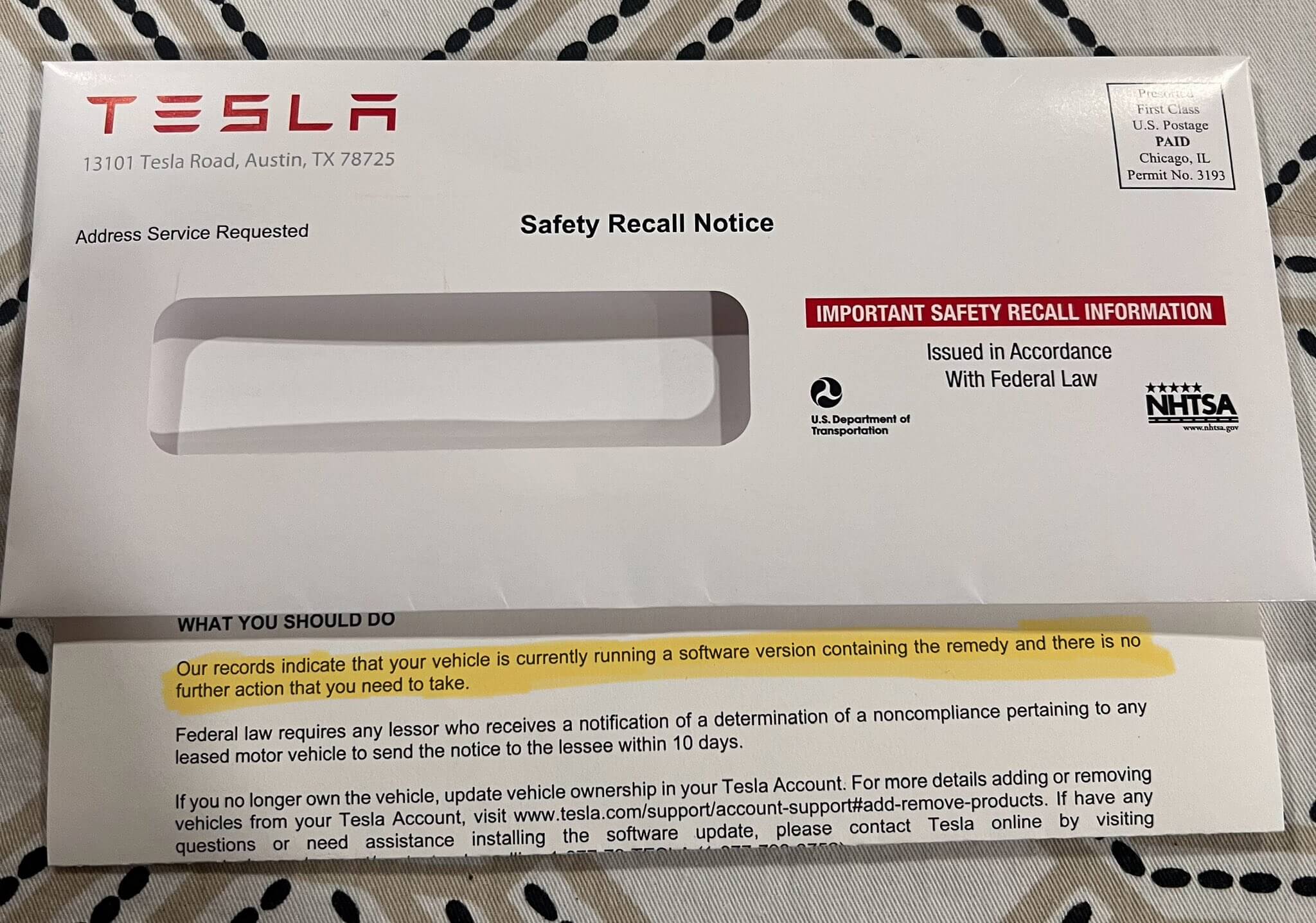 Владельцы Tesla высмеивают NHTSA за отправку писем о том, что их автомобили уже отремонтированы через OTA-обновление